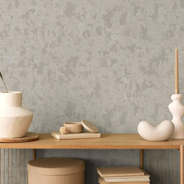 Luxury Gray Abstract Distressed 3D Embossed Wallpaper, Farmhouse Non-Woven Wall Covering, 41.7"W x 614"H, Washable Removable 