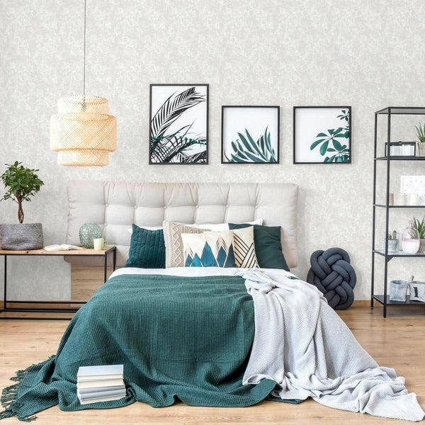 Luxury White Abstract Distressed 3D Embossed Wallpaper, Coastal Non-Woven Wall Covering, 41.7"W x 398"H, Washable Removable f