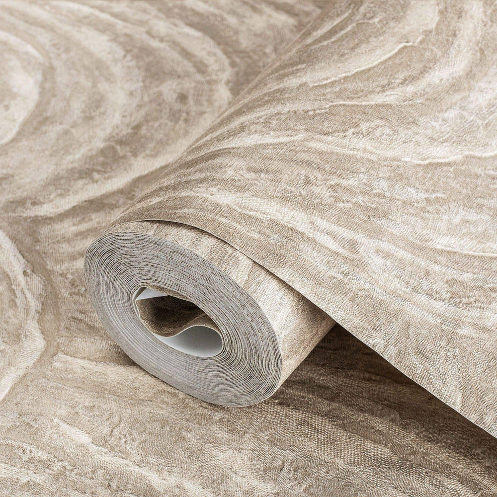 Luxury Beige Striped Embossed 3D Embossed Wallpaper, Elegant Non-Woven Wall Covering, 41.7"W x 398"H, Washable Removable for 