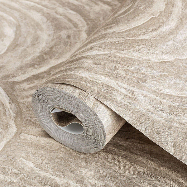 Luxury Beige Striped Embossed 3D Embossed Wallpaper, Elegant Non-Woven Wall Covering, 41.7"W x 398"H, Washable Removable for 