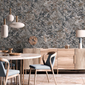 Luxury Blue Marble Stone Textured Wallpaper, Industrial Non-Woven Wall Covering, 41.7"W x 614"H, Washable Removable for Livin