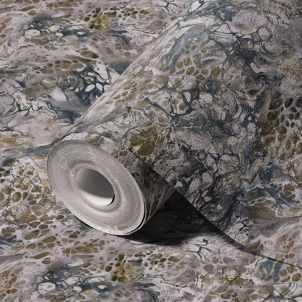 Luxury Blue Marble Stone Textured Wallpaper, Industrial Non-Woven Wall Covering, 41.7"W x 614"H, Washable Removable for Livin