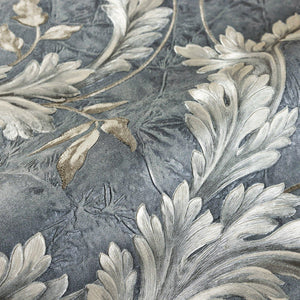 Luxury Blue Textured Embossed 3D Embossed Wallpaper, Elegant Non-Woven Wall Covering, 41.7"W x 398"H, Washable Removable for 