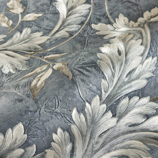 Luxury Blue Textured Embossed 3D Embossed Wallpaper, Elegant Non-Woven Wall Covering, 41.7"W x 398"H, Washable Removable for 