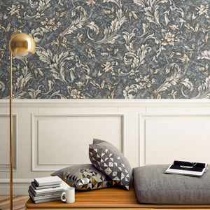 Luxury Blue Textured Embossed 3D Embossed Wallpaper, Elegant Non-Woven Wall Covering, 41.7"W x 398"H, Washable Removable for 