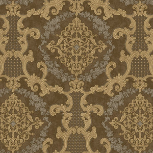 Luxury Brown Damask Textured 3D Embossed Wallpaper, Victorian Non-Woven Wall Covering, 41.7"W x 398"H, Washable Removable for