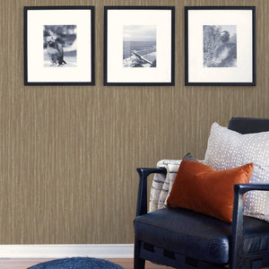 Luxury Brown Striped Textured 3D Embossed Wallpaper, Traditional Non-Woven Wall Covering, 41.7"W x 398"H, Washable Removable 