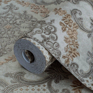 Luxury Gold Damask Textured 3D Embossed Wallpaper, Glam Non-Woven Wall Covering, 41.7"W x 398"H, Washable Removable for Livin