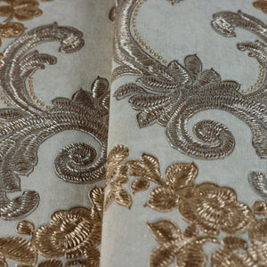 Luxury Gold Damask Textured 3D Embossed Wallpaper, Glam Non-Woven Wall Covering, 41.7"W x 398"H, Washable Removable for Livin
