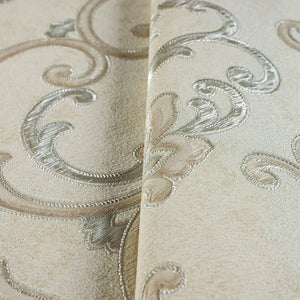 Luxury Ivory Damask Textured 3D Embossed Wallpaper, Traditional Non-Woven Wall Covering, 41.7"W x 398"H, Washable Removable f