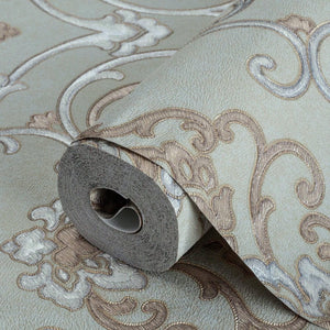 Luxury Blue Damask Textured 3D Embossed Wallpaper, Traditional Non-Woven Wall Covering, 41.7"W x 398"H, Washable Removable fo