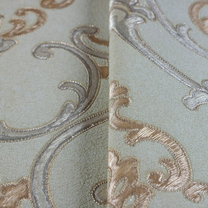 Luxury Blue Damask Textured 3D Embossed Wallpaper, Traditional Non-Woven Wall Covering, 41.7"W x 398"H, Washable Removable fo