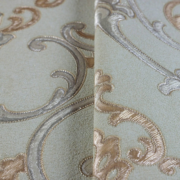 Luxury Blue Damask Textured 3D Embossed Wallpaper, Traditional Non-Woven Wall Covering, 41.7"W x 398"H, Washable Removable fo