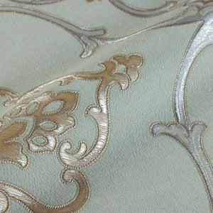 Luxury Blue Damask Textured 3D Embossed Wallpaper, Traditional Non-Woven Wall Covering, 41.7"W x 398"H, Washable Removable fo