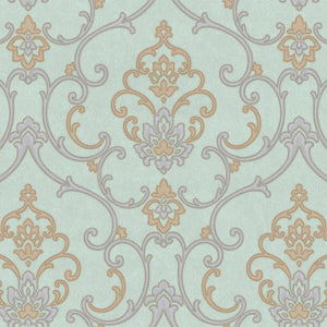 Luxury Blue Damask Textured 3D Embossed Wallpaper, Traditional Non-Woven Wall Covering, 41.7"W x 398"H, Washable Removable fo