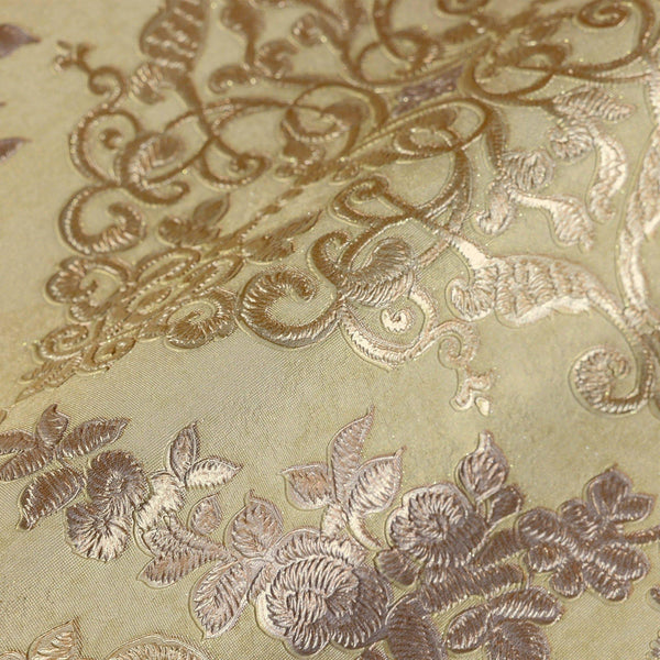 Luxury Gold Damask Textured 3D Embossed Wallpaper, Traditional Non-Woven Wall Covering, 41.7"W x 398"H, Washable Removable fo