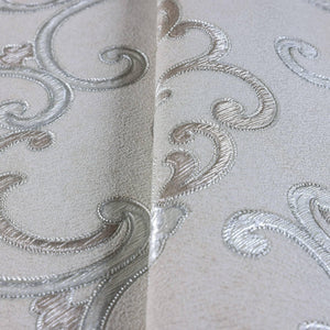 Luxury Blue Damask Textured 3D Embossed Wallpaper, Traditional Non-Woven Wall Covering, 41.7"W x 398"H, Washable Removable fo