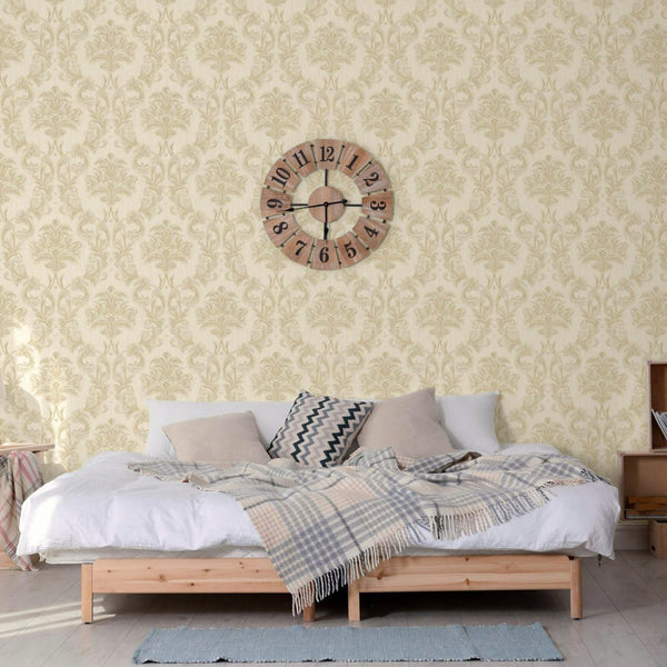 Luxury Cream Damask Floral 3D Embossed Wallpaper, Traditional Non-Woven Wall Covering, 41.7"W x 398"H, Washable Removable for