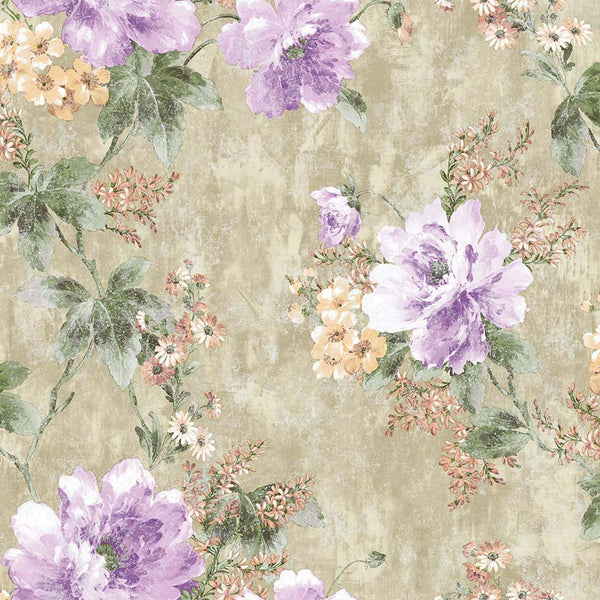 Luxury Beige Floral Textured Wallpaper, Traditional Non-Woven Wall Covering, 41.7"W x 398"H, Washable Removable for Living Ro