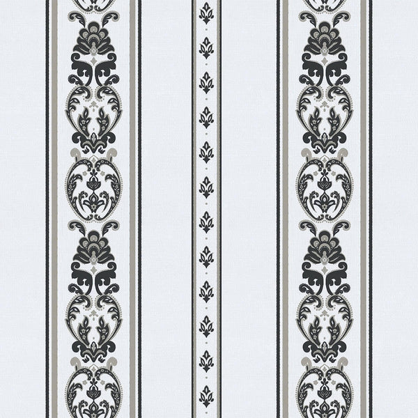 Luxury Black Striped Stripe 3D Embossed Wallpaper, Traditional Non-Woven Wall Covering, 41.7"W x 398"H, Washable Removable fo