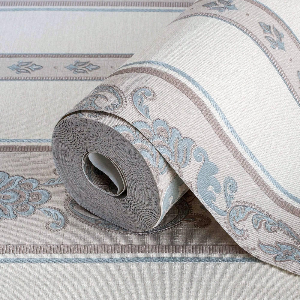 Luxury Beige Striped Stripe 3D Embossed Wallpaper, Traditional Non-Woven Wall Covering, 41.7"W x 398"H, Washable Removable fo