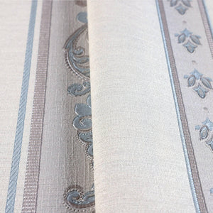 Luxury Beige Striped Stripe 3D Embossed Wallpaper, Traditional Non-Woven Wall Covering, 41.7"W x 398"H, Washable Removable fo