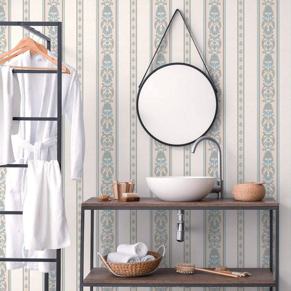 Luxury Beige Striped Stripe 3D Embossed Wallpaper, Traditional Non-Woven Wall Covering, 41.7"W x 398"H, Washable Removable fo