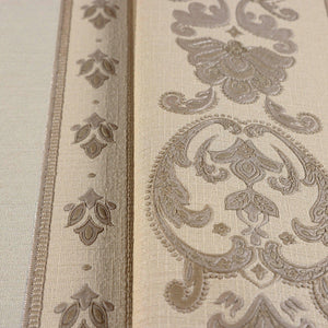 Luxury Beige Striped Stripe 3D Embossed Wallpaper, Traditional Non-Woven Wall Covering, 41.7"W x 398"H, Washable Removable fo
