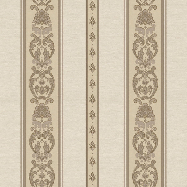 Luxury Beige Striped Stripe 3D Embossed Wallpaper, Traditional Non-Woven Wall Covering, 41.7"W x 398"H, Washable Removable fo