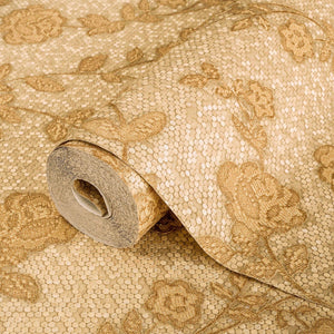 Luxury Gold Textured Embossed 3D Embossed Wallpaper, Elegant Non-Woven Wall Covering, 41.7"W x 398"H, Washable Removable for 