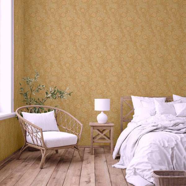 Luxury Gold Textured Embossed 3D Embossed Wallpaper, Elegant Non-Woven Wall Covering, 41.7"W x 398"H, Washable Removable for 