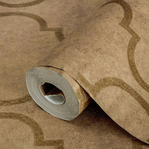 Luxury Gold Trellis Textured Wallpaper, Victorian Non-Woven Wall Covering, 41.7"W x 398"H, Washable Removable for Living Room