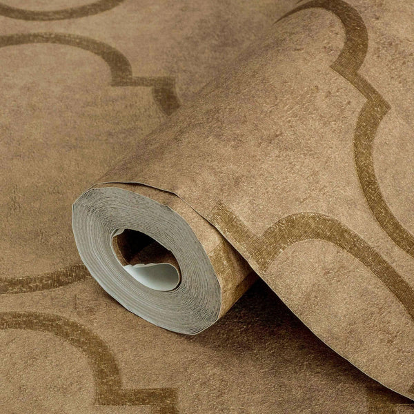 Luxury Gold Trellis Textured Wallpaper, Victorian Non-Woven Wall Covering, 41.7"W x 398"H, Washable Removable for Living Room