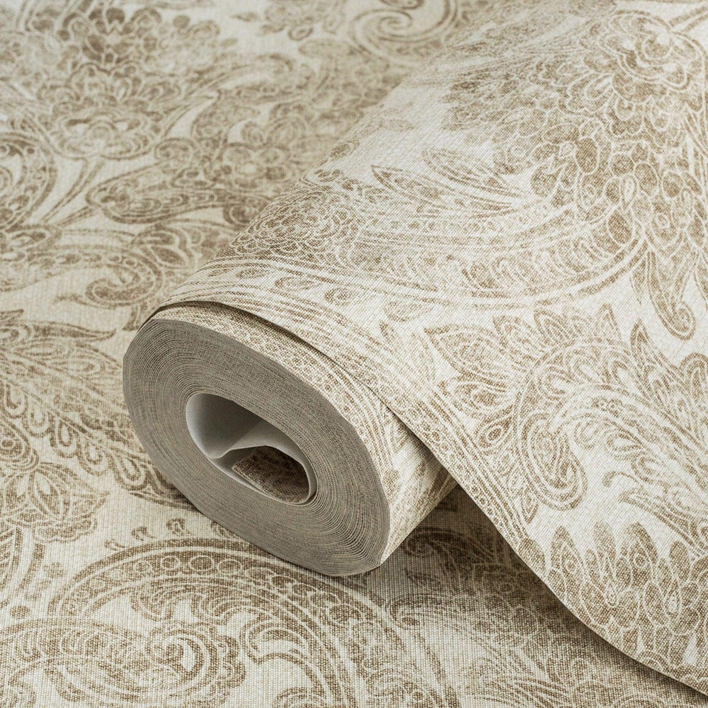 Luxury Yellow Abstract Paisley Textured Wallpaper, Country Non-Woven Wall Covering, 41.7"W x 398"H, Washable Removable for Li