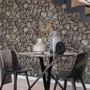 Luxury Gray Stone Textured Wallpaper, Contemporary Non-Woven Wall Covering, 41.7"W x 398"H, Washable Removable for Living Roo
