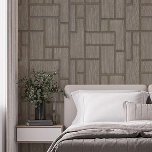 Luxury Gray Wood Textured 3D Embossed Wallpaper, Industrial Non-Woven Wall Covering, 41.7"W x 398"H, Washable Removable for L