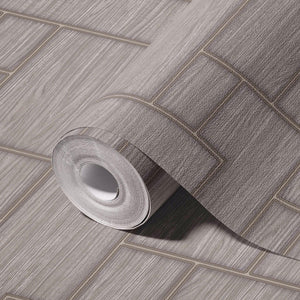 Luxury Gray Wood Textured 3D Embossed Wallpaper, Industrial Non-Woven Wall Covering, 41.7"W x 398"H, Washable Removable for L