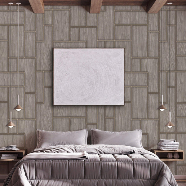 Luxury Gray Wood Textured 3D Embossed Wallpaper, Industrial Non-Woven Wall Covering, 41.7"W x 398"H, Washable Removable for L