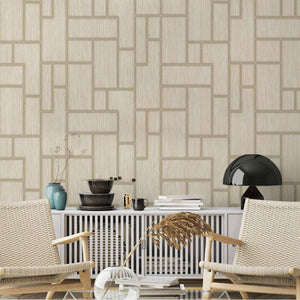 Luxury Beige Wood Textured 3D Embossed Wallpaper, Industrial Non-Woven Wall Covering, 41.7"W x 398"H, Washable Removable for 
