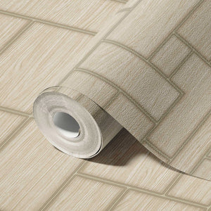 Luxury Beige Wood Textured 3D Embossed Wallpaper, Industrial Non-Woven Wall Covering, 41.7"W x 398"H, Washable Removable for 