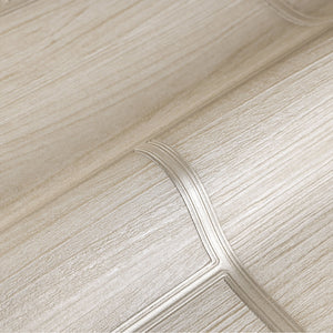 Luxury Beige Wood Textured 3D Embossed Wallpaper, Industrial Non-Woven Wall Covering, 41.7"W x 398"H, Washable Removable for 