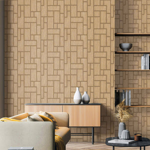 Luxury Brown Wood Textured 3D Embossed Wallpaper, Industrial Non-Woven Wall Covering, 41.7"W x 398"H, Washable Removable for 