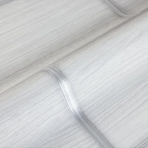 Luxury White Wood Textured 3D Embossed Wallpaper, Industrial Non-Woven Wall Covering, 41.7"W x 398"H, Washable Removable for 