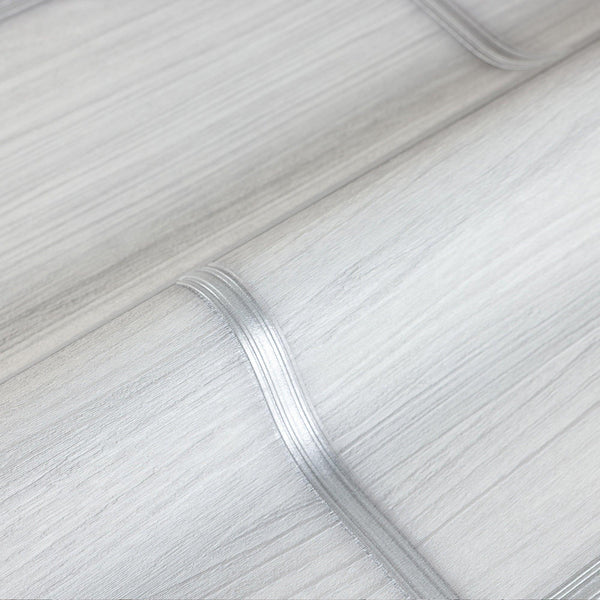 Luxury White Wood Textured 3D Embossed Wallpaper, Industrial Non-Woven Wall Covering, 41.7"W x 398"H, Washable Removable for 