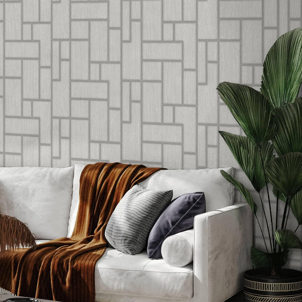 Luxury White Wood Textured 3D Embossed Wallpaper, Industrial Non-Woven Wall Covering, 41.7"W x 398"H, Washable Removable for 