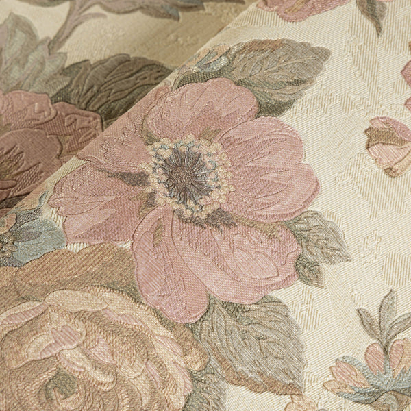 Luxury Cream Floral Textured Wallpaper, Boho Non-Woven Wall Covering, 41.7"W x 614"H, Washable Removable for Living Room Bedr