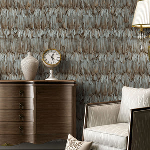Luxury Brown Bird Birds 3D Embossed Wallpaper, Premium Non-Woven Wall Covering, 41.7"W x 614"H, Washable Removable for Living