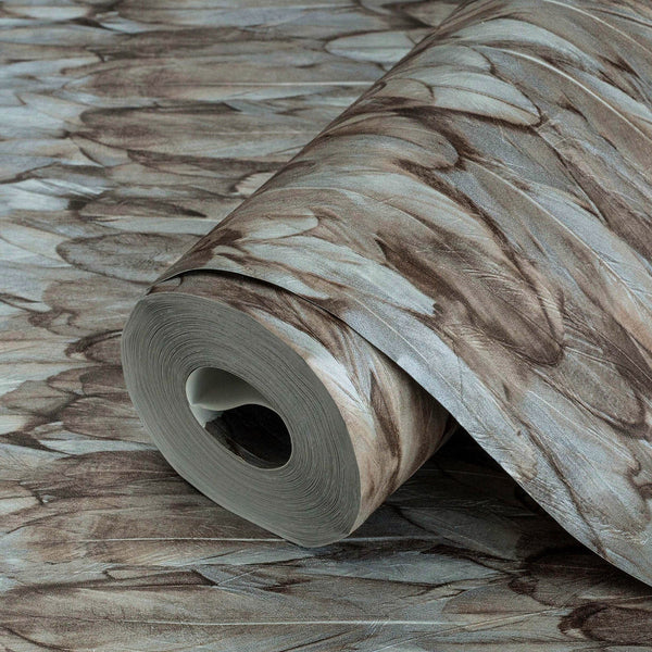 Luxury Brown Bird Birds 3D Embossed Wallpaper, Premium Non-Woven Wall Covering, 41.7"W x 614"H, Washable Removable for Living
