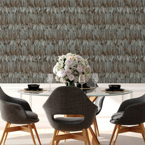 Luxury Brown Bird Birds 3D Embossed Wallpaper, Premium Non-Woven Wall Covering, 41.7"W x 614"H, Washable Removable for Living