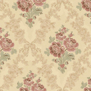 Luxury Beige Floral Geometric Textured Wallpaper, Farmhouse Non-Woven Wall Covering, 41.7"W x 614"H, Washable Removable for L